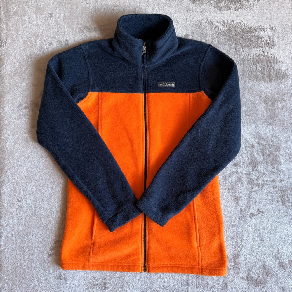 Columbia Kids XL 18-20 Fleece Jacket Orange Navy Blue Full Zip XB1107 1720841
